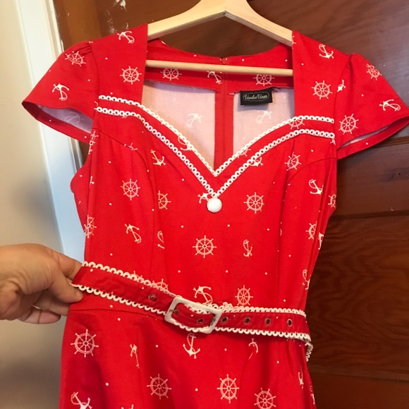 Voodoo Vixen Red Belted Dress - Picture 9 of 13